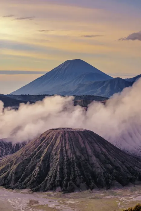 Framed Print : Java, Indonesia, South East Asia. High angle view of Mount Bromo at sunrise