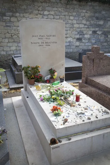 Framed Print : Jean Paul Sartre grave, Montparnasse Cemetery, Paris, France