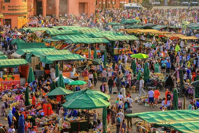 Framed Print : Jemaa el-Fnaa square and crowds during a festival, Marrakech, Morocco Framed Print : Jemaa el-Fnaa square and crowds during a festival, Marrakech, Morocco
