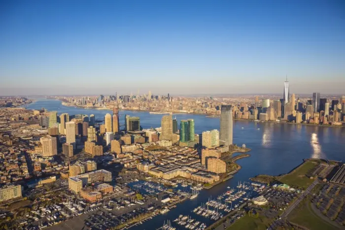 Framed Print : Jersey City and Lower Manhattan, New York City, New York, USA
