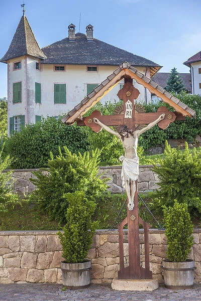 Jesus wayside cross in Lengmoos am Ritten, South Tyrol, Italy