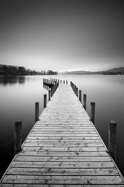 Jetty on Coniston Water, Lake District National Park, Cumbria, England