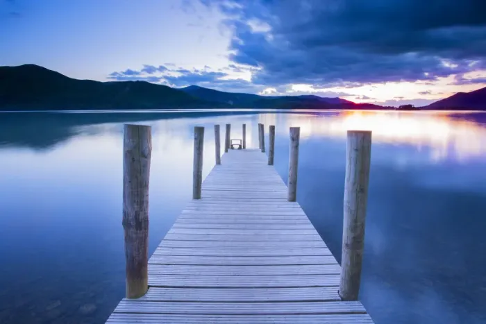 Framed Print : Jetty, Derwent Lake, the Lake District, England, UK Framed Print : Jetty, Derwent Lake, the Lake District, England, UK