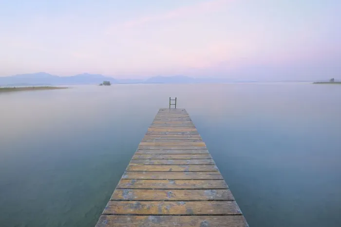 Framed Print : Jetty at lake Chiemsee, Chiemgau, Bavaria, Germany Framed Print : Jetty at lake Chiemsee, Chiemgau, Bavaria, Germany