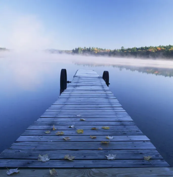 Framed Print : Jetty on Lake in Mist, Songo Pond, Bethal, Maine, USA Framed Print : Jetty on Lake in Mist, Songo Pond, Bethal, Maine, USA