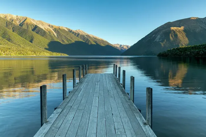 Framed Print : Jetty on Lake Rotoiti, South Island, New Zealand