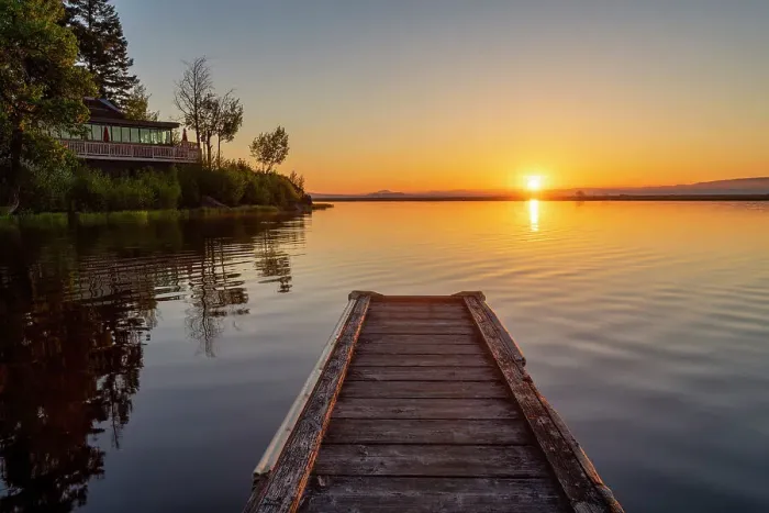 Framed Print : Jetty at Sunrise, Upper Klammath Lake, Oregon, USA Framed Print : Jetty at Sunrise, Upper Klammath Lake, Oregon, USA