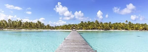 Jetty to tropical island, Tikehau atoll, Tuamotus, French Polynesia