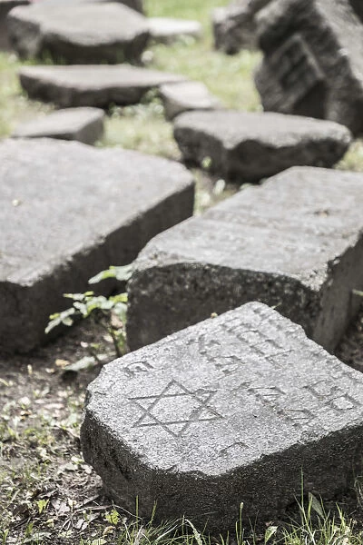 Jewish tomb stones on the site of the Jewish Minsk Ghetto during WW2, Minsk, Belarus