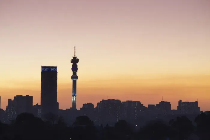 Framed Print : Johannesburg skyline at dusk, Gauteng, South Africa Framed Print : Johannesburg skyline at dusk, Gauteng, South Africa