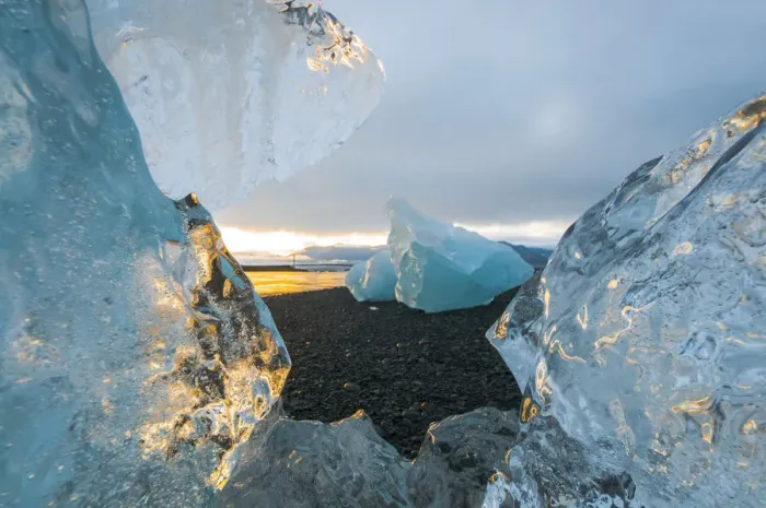 Framed Print : Jokulsarlon glacier lagoon, Iceland. Blocks of ice ashore over the black sand beach Framed Print : Jokulsarlon glacier lagoon, Iceland. Blocks of ice ashore over the black sand beach