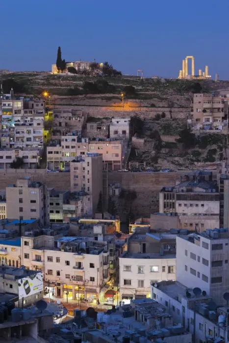 Framed Print : Jordan, Amman, elevated view of Central Amman and Citadel