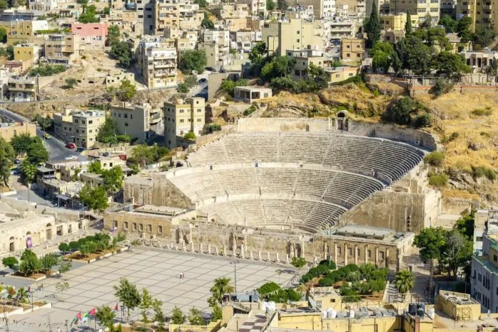 Framed Print : Jordan, Amman Governorate, Amman. 2nd-century Roman theatre on the Hashemite Plaza