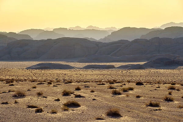 Jordan, Aqaba Governorate, Wadi Rum. Wadi Rum Protected Area, UNESCO World Heritage Site