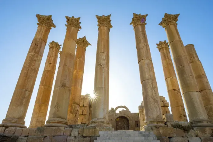 Framed Print : Jordan, Jerash Governorate, Jerash. Columns in the ancient Roman city of Gerasa Framed Print : Jordan, Jerash Governorate, Jerash. Columns in the ancient Roman city of Gerasa