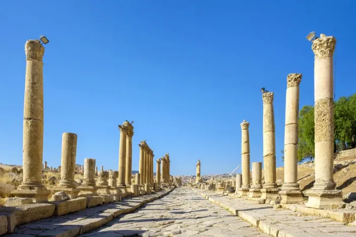 Framed Print : Jordan, Jerash Governorate, Jerash. Colonnaded street (cardo maximus) in the ancient Framed Print : Jordan, Jerash Governorate, Jerash. Colonnaded street (cardo maximus) in the ancient