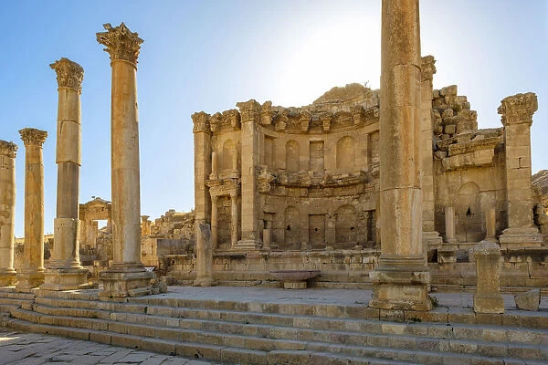 Jordan, Jerash Governorate, Jerash. Nymphaeum in the ancient Roman city of Gerasa