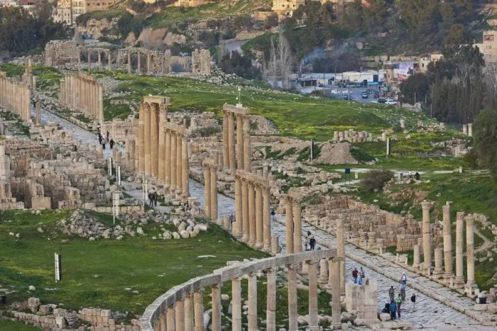 Framed Print : Jordan, Jerash, Roman-era city ruins, overview, late afternoon Framed Print : Jordan, Jerash, Roman-era city ruins, overview, late afternoon