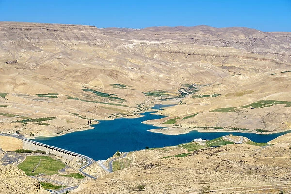 Jordan, Madaba Governorate, Wadi Mujib. Mujib Reservoir and dam along the King s