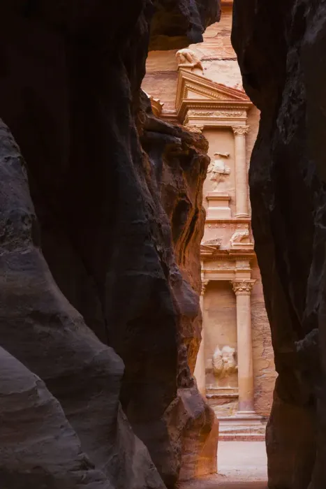 Framed Print : Jordan, Petra-Wadi Musa, Ancient Nabatean City of Petra, The Treasury, Al-Khaznei
