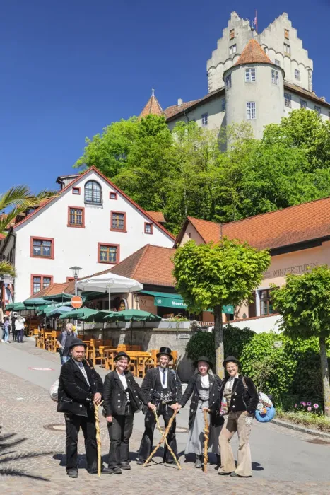 Framed Print : Journeymen on the road, Meersburg, Upper Swabia, Baden-Wurttemberg, Germany