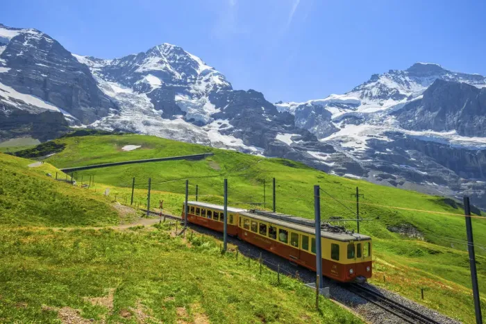 Framed Print : Jungfrau with Jungfraubahn and Monch, Bernese Alps, Berner Oberland, Grindelwald, canton Berne, Switzerland Framed Print : Jungfrau with Jungfraubahn and Monch, Bernese Alps, Berner Oberland, Grindelwald, canton Berne, Switzerland