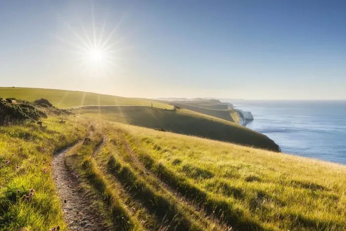 Framed Print : The Jurassic Coast and South West Coast Path looking east from White Nothe, Dorset Framed Print : The Jurassic Coast and South West Coast Path looking east from White Nothe, Dorset