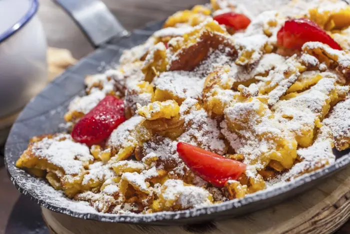 Framed Print : Kaiserschmarrn with strawberries in an iron pan on a mountain hut in Reintal, South Tyrol, Italy Framed Print : Kaiserschmarrn with strawberries in an iron pan on a mountain hut in Reintal, South Tyrol, Italy
