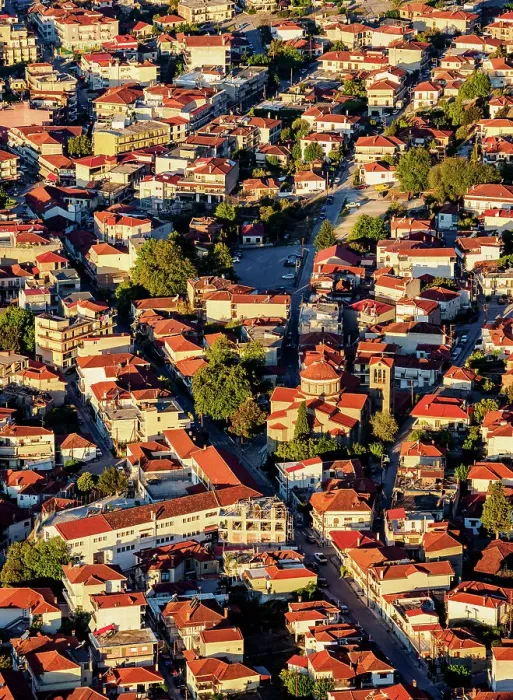 Framed Print : Kalabaka at sunrise, elevated view, Meteora, Thessaly, Greece Framed Print : Kalabaka at sunrise, elevated view, Meteora, Thessaly, Greece