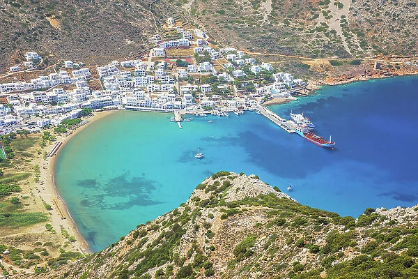 Kamares port, high angle view, Kamares, Sifnos Island, Cyclades Islands, Greece