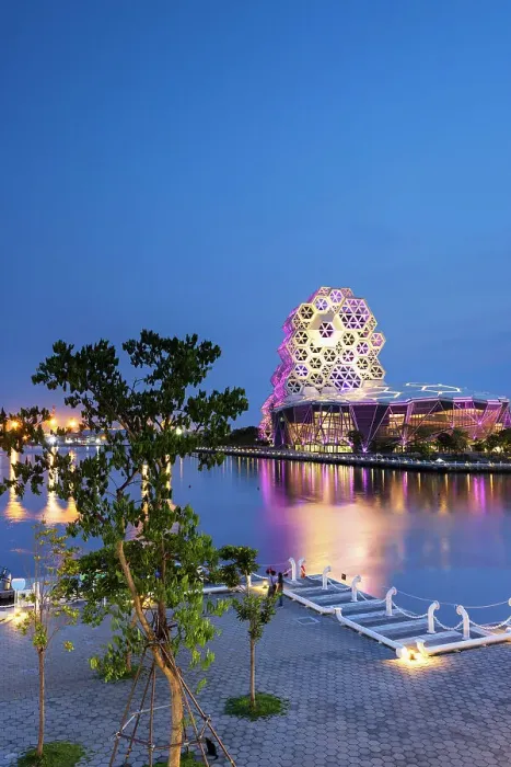 Framed Print : Kaohsiung Music Centre at dusk, Kaohsiung, Taiwan