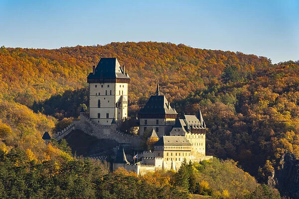 Karlstejn Castle in autumn, Karlstejn, Beroun District, Central Bohemian Region, Czech Republic