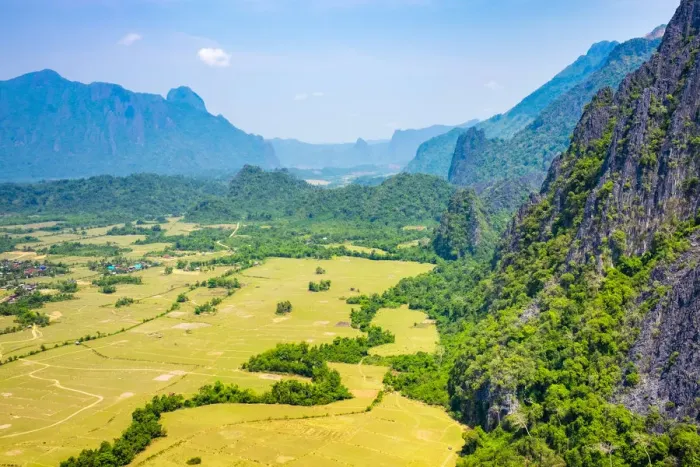 Framed Print : Karst landscape at Vang Vieng, Vientiane Province, Laos Framed Print : Karst landscape at Vang Vieng, Vientiane Province, Laos