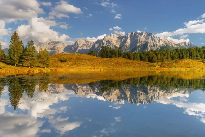 Framed Print : Karwendel range reflected in lake Wildensee, Kranzberg, Alps, Mittenwald Framed Print : Karwendel range reflected in lake Wildensee, Kranzberg, Alps, Mittenwald