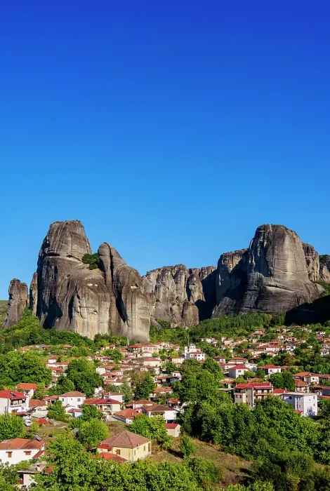 Framed Print : Kastraki Village, elevated view, Meteora, Thessaly, Greece Framed Print : Kastraki Village, elevated view, Meteora, Thessaly, Greece