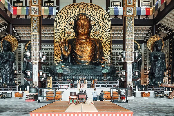 Katsuyama, Seidaiji Temple is home to the Echizen Great Buddha and 1,281 smaller Buddha statues lining the walls of the Butsuden building. Japan