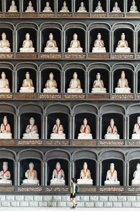 Framed Print : Katsuyama, Seidaiji Temple is home to the Echizen Great Buddha and 1, 281 smaller Buddha statues lining the walls of the Butsuden building. Japan