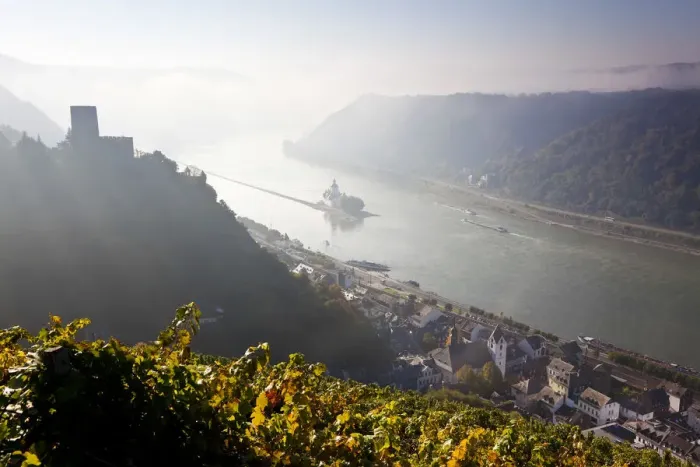 Framed Print : Kaub, Gutenfels Castle & Hillesheim Vineyard, Rhine valley, Germany Framed Print : Kaub, Gutenfels Castle & Hillesheim Vineyard, Rhine valley, Germany