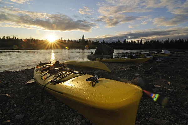 Kayak at South Knife River, Churchill, Hudson Bay, Manitoba, Canada