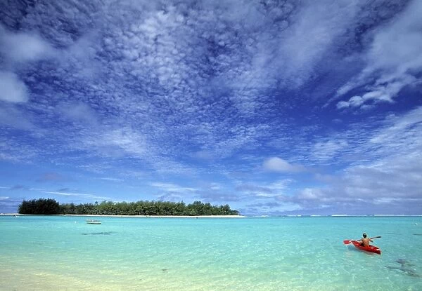 Kayaker, Muri Beach, Rarotonga, Cook Islands