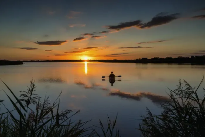 Framed Print : Kayaker at Sunset, Norfolk Broads National Park, Norfolk, England Framed Print : Kayaker at Sunset, Norfolk Broads National Park, Norfolk, England