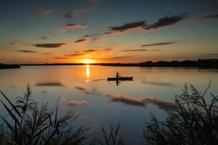 Framed Print : Kayaker at Sunset, Norfolk Broads National Park, Norfolk, England Framed Print : Kayaker at Sunset, Norfolk Broads National Park, Norfolk, England