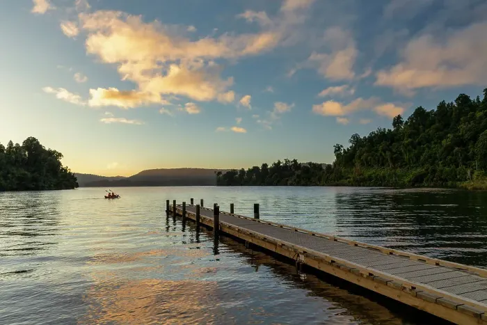 Framed Print : Kayakers at Sunset, Lake Mapourika, South Island, New Zealand Framed Print : Kayakers at Sunset, Lake Mapourika, South Island, New Zealand