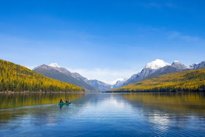 Framed Print : Kayaking on Bowman Lake, Glacier National Park, Montana, USA Framed Print : Kayaking on Bowman Lake, Glacier National Park, Montana, USA