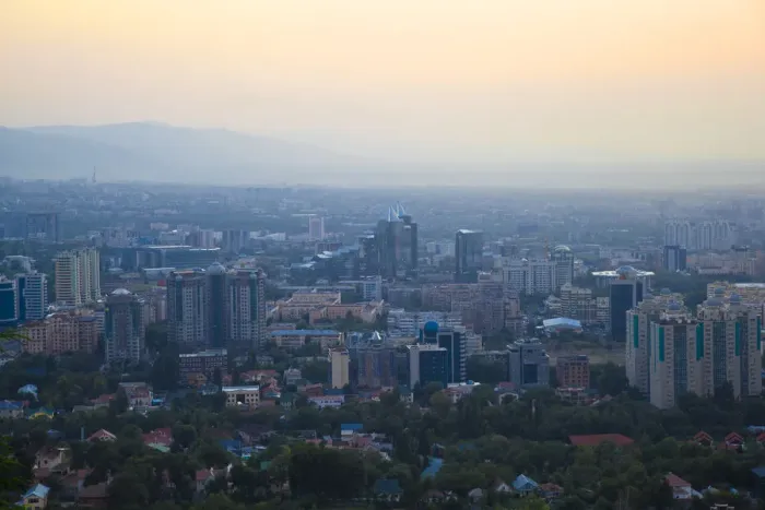 Framed Print : Kazakhstan, Almaty, View of Almaty city from Kok-Tobe Framed Print : Kazakhstan, Almaty, View of Almaty city from Kok-Tobe