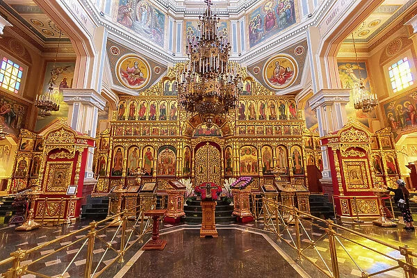 Kazakhstan, Almaty, Zenkov Russian orthodox cathedral interior