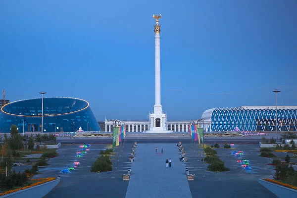 Kazakhstan, Astana, KazakYeli monument (Kazakh Country), Shabyt Palace of Arts