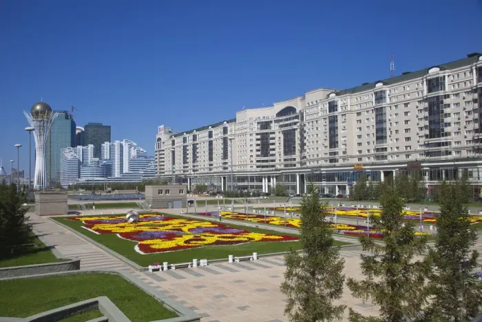 Framed Print : Kazakhstan, Astana, Nurzhol Bulvar - central boulevard, Bayterek Tower