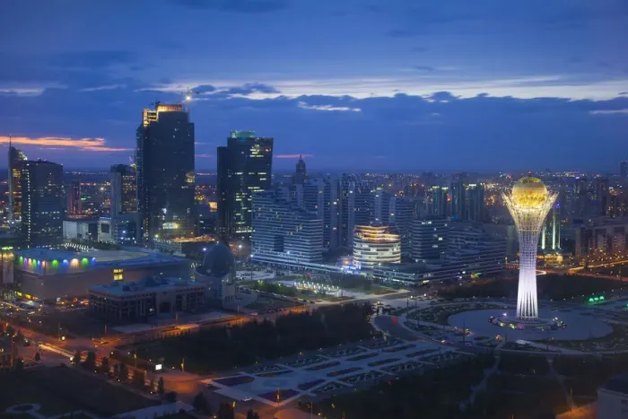 Framed Print : Kazakhstan, Astana, View of City Center looking towards the Bayterek Tower
