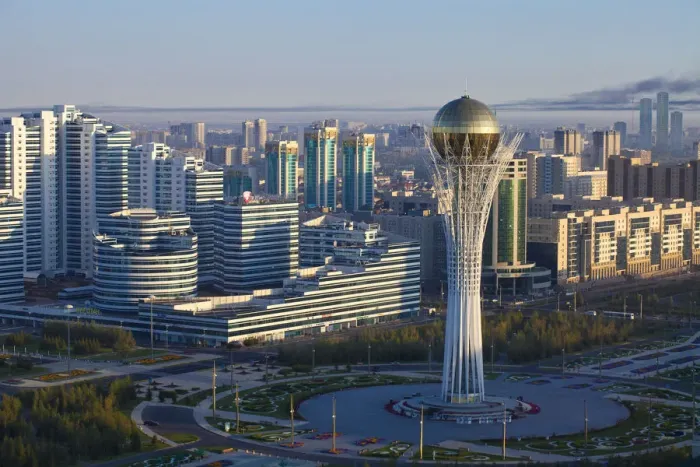 Framed Print : Kazakhstan, Astana, View of City Center looking towards the Bayterek Tower